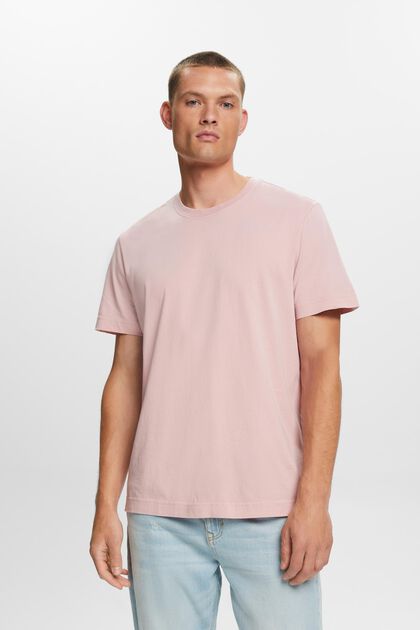 Camiseta de tejido jersey con cuello redondo, 100 % algodón