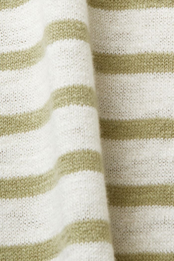 Jersey de mezcla de algodón y lino con cuello redondo y diseño a rayas, NEW ICE, detail image number 5