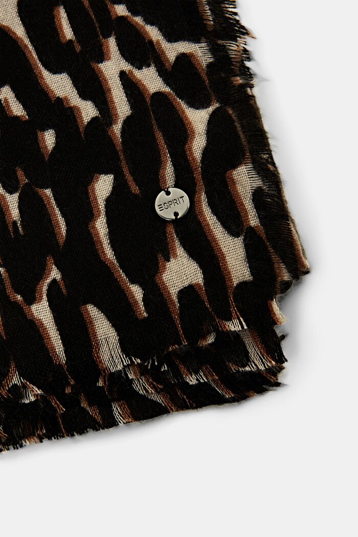 Bufanda de tejido reciclado con estampado animal, OFF WHITE, detail image number 1