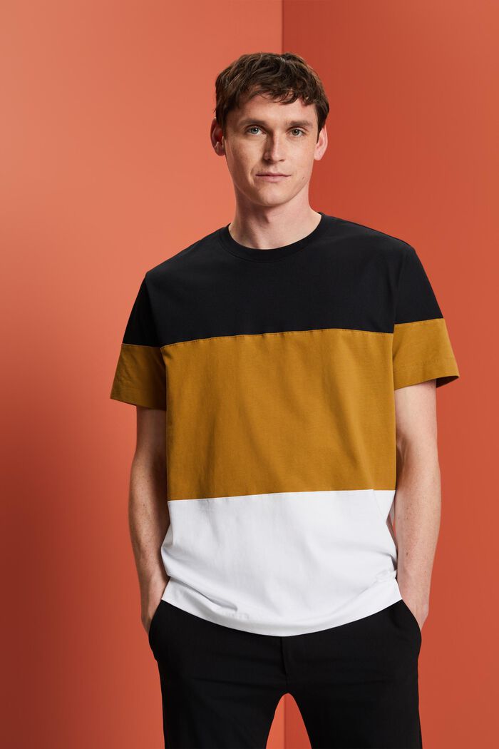 Camiseta con bloques de colores, 100% algodón, BLACK, detail image number 0