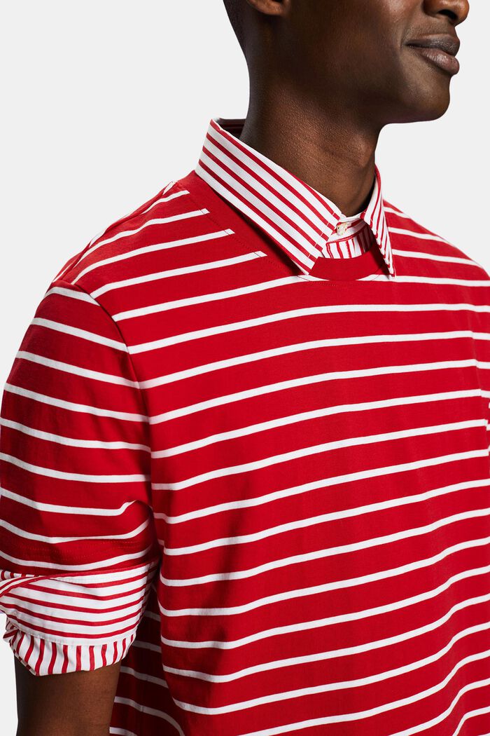 Camiseta a rayas en tejido jersey de algodón, DARK RED, detail image number 2