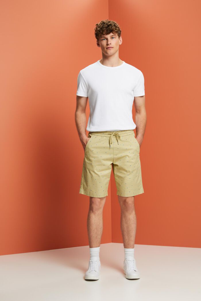 Pantalones cortos estampados sin cierre, algodón elástico, PASTEL GREEN, detail image number 5