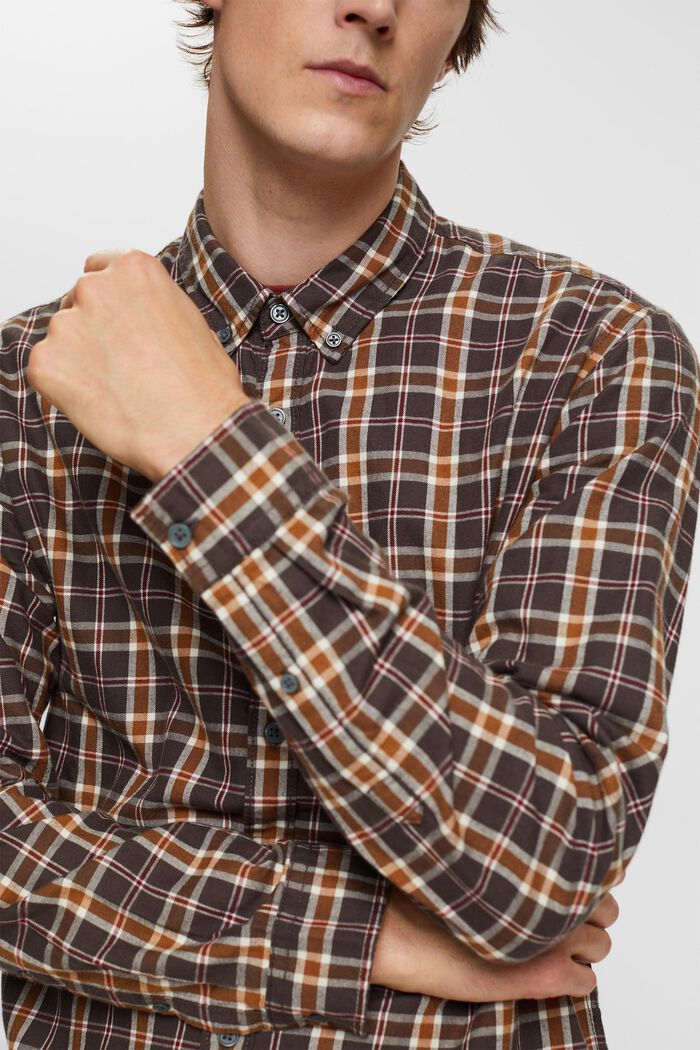 Camisa de cuello abotonado con diseño a cuadros, DARK GREY, detail image number 2