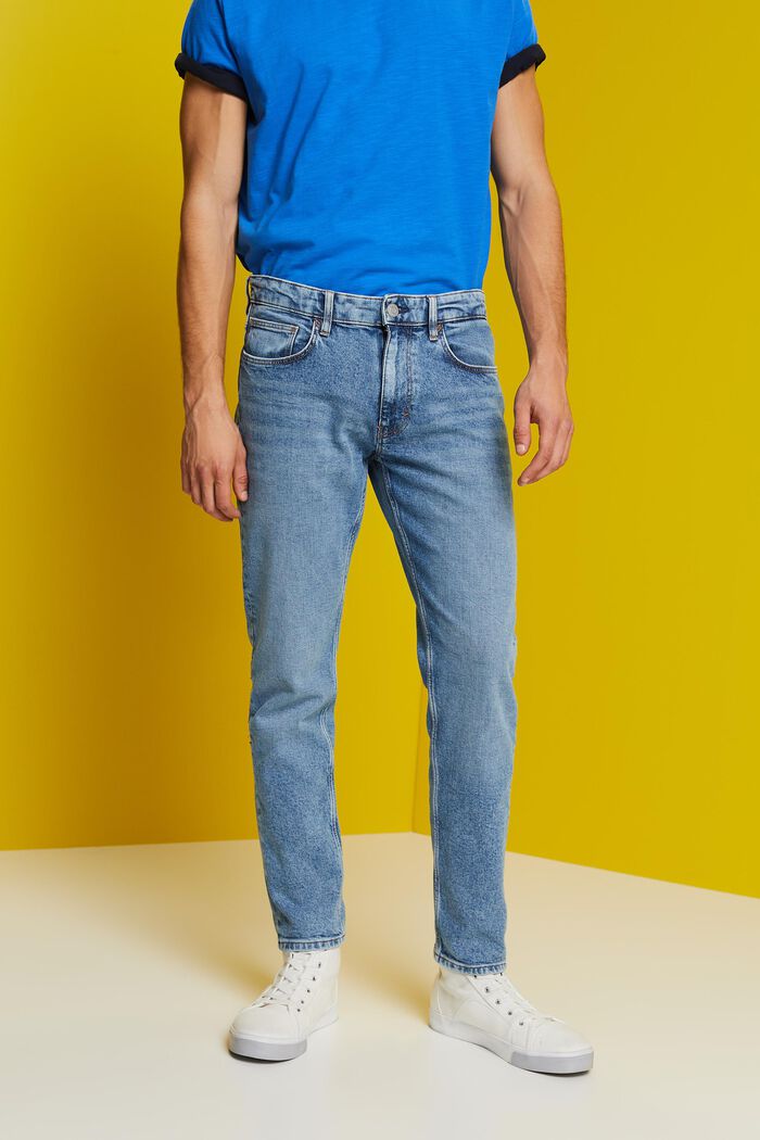 Jeans slim fit de algodón elástico, BLUE MEDIUM WASHED, detail image number 0