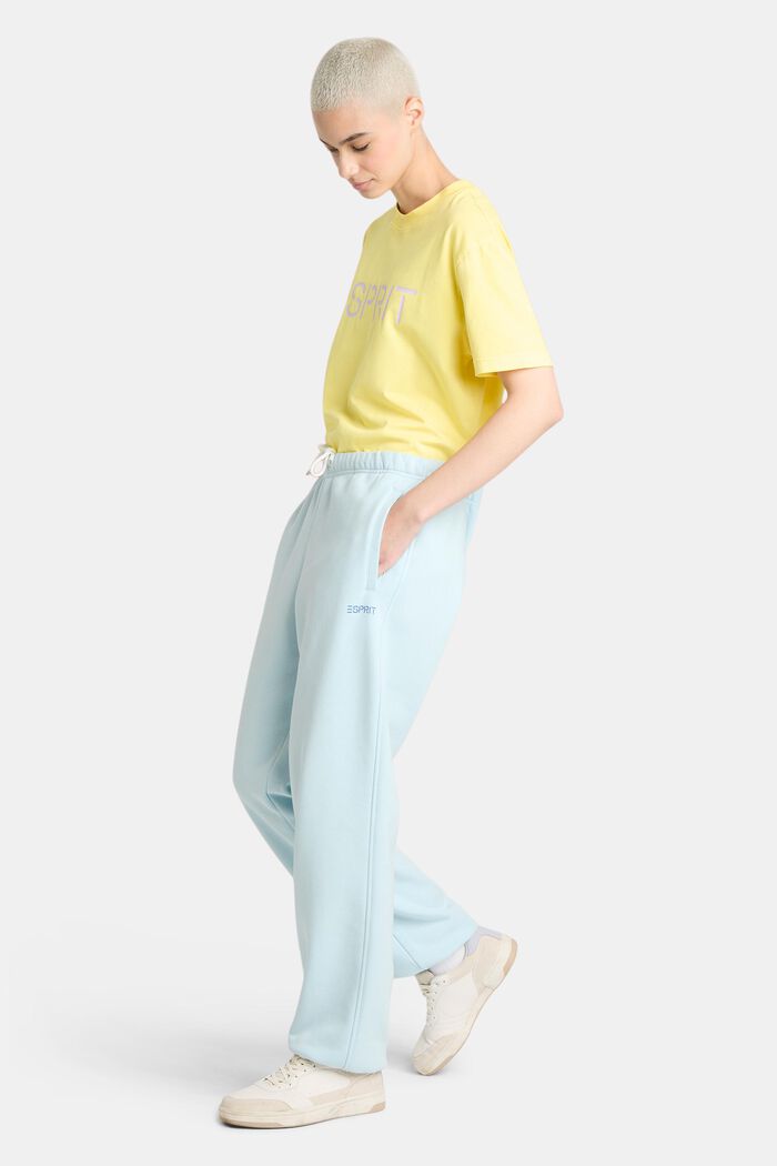 Pantalones de felpa unisex de algodón con logotipo, PASTEL BLUE, detail image number 0
