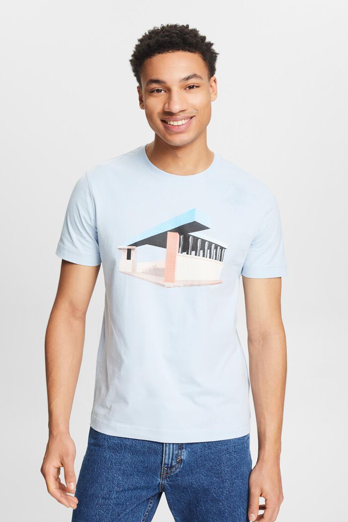 Camiseta con estampado geométrico, LIGHT BLUE, detail image number 0