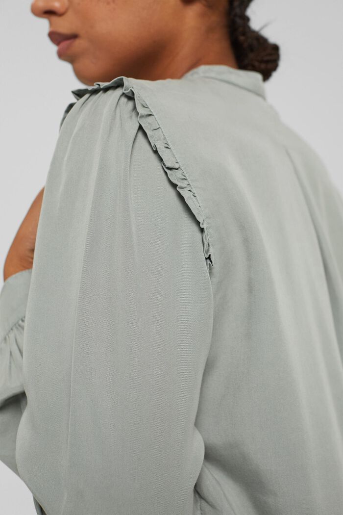 En TENCEL™: blusa con volantes, DUSTY GREEN, detail image number 5