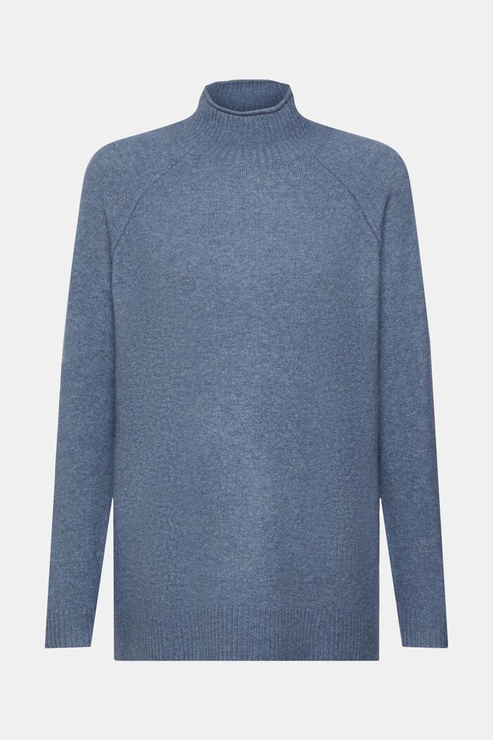 Jersey de punto en una mezcla de lana con cuello alto, GREY BLUE, detail image number 6