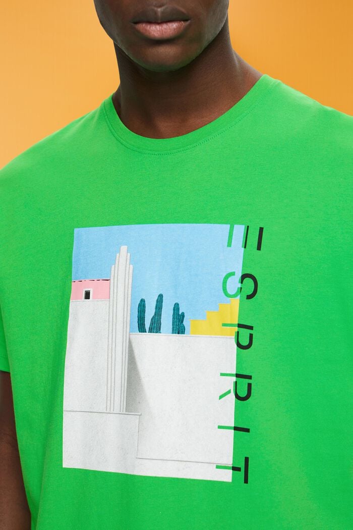 Camiseta de algodón con estampado frontal, GREEN, detail image number 2