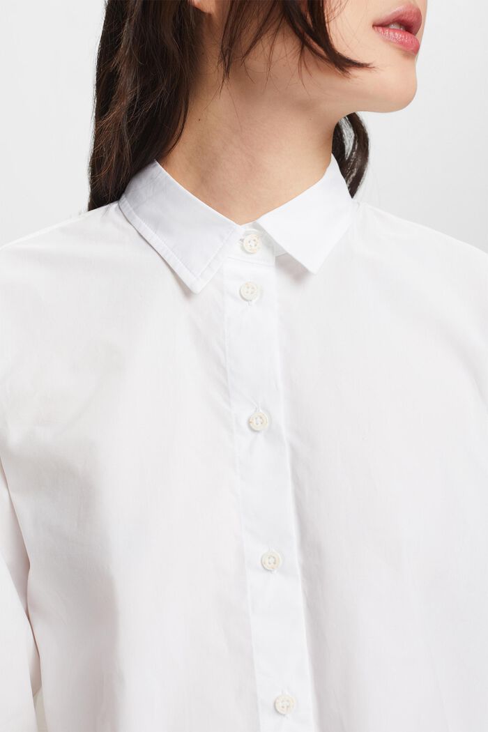 Blusa corta de popelina, WHITE, detail image number 3