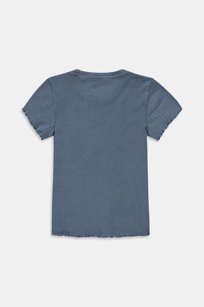Camiseta de canalé con mangas fruncidas, 100 % algodón, BLUE MEDIUM WASHED, detail image number 1
