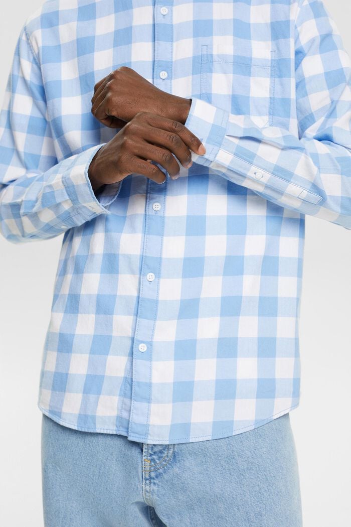 Camisa de franela en algodón sostenible con cuadros vichy, BRIGHT BLUE, detail image number 4