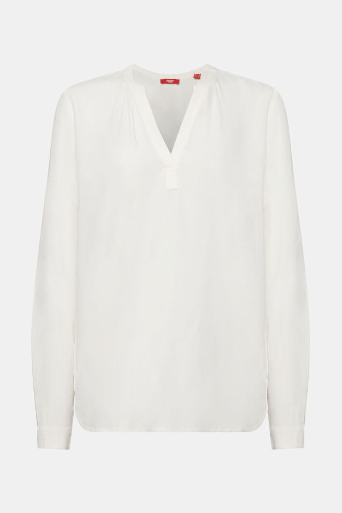 Blusa básica de cuello en pico, OFF WHITE, detail image number 6