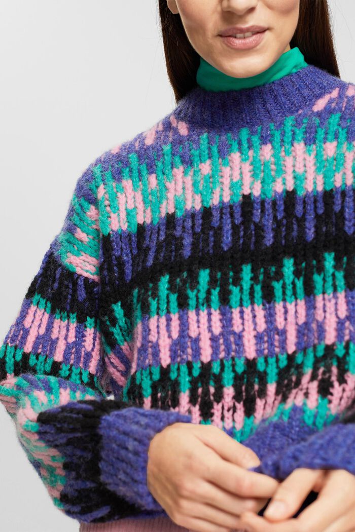 Jersey de mezcla de lana gruesa y multicolor, BRIGHT BLUE, detail image number 2
