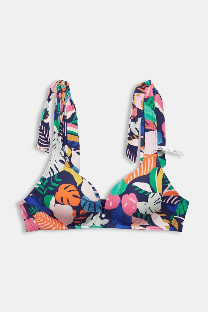 Top de bikini con estampado colorido y tirantes multiposición, NAVY, detail image number 4