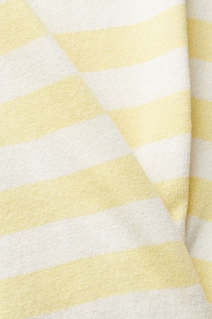 Con lino: jersey de punto a rayas, PASTEL YELLOW, detail image number 4