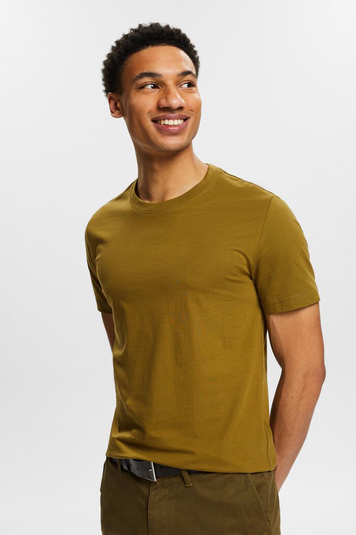 Camiseta de punto de algodón ecológico, OLIVE, detail image number 0