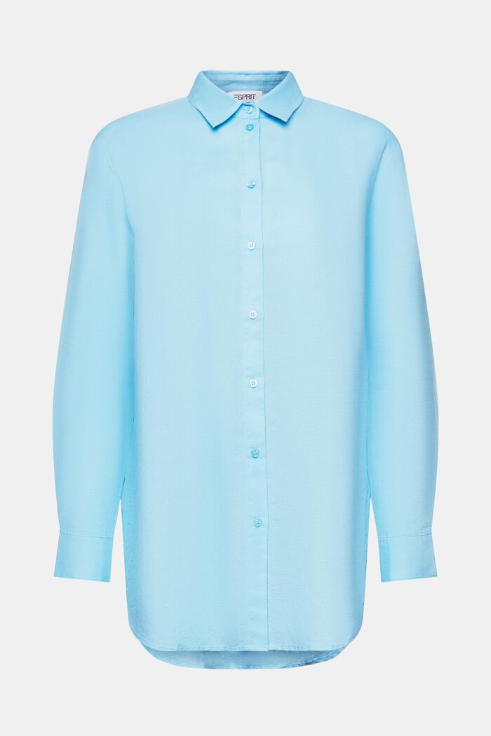 Camisa de lino y algodón, LIGHT TURQUOISE, detail image number 6