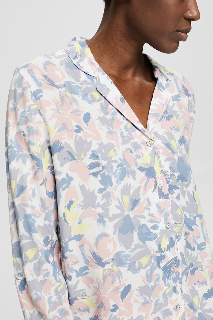 Pijama con estampado floral, LENZING™ ECOVERO™, OFF WHITE, detail image number 2
