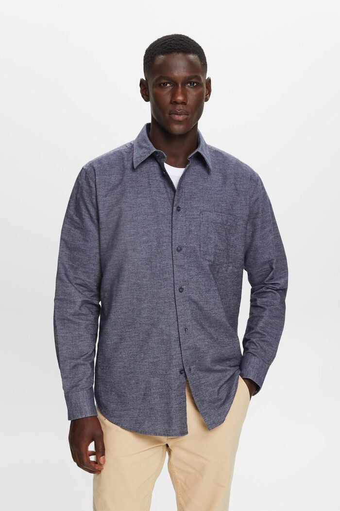Camisa jaspeada, 100 % algodón, NAVY, detail image number 0