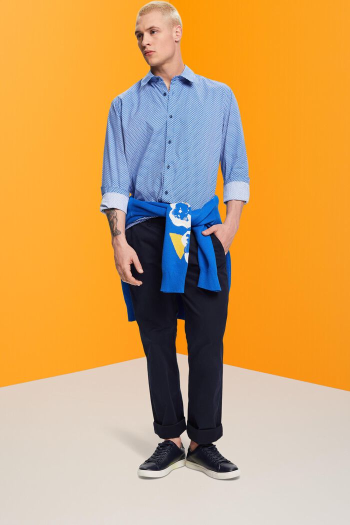 Camisa de corte ceñido con estampado allover, BLUE, detail image number 1