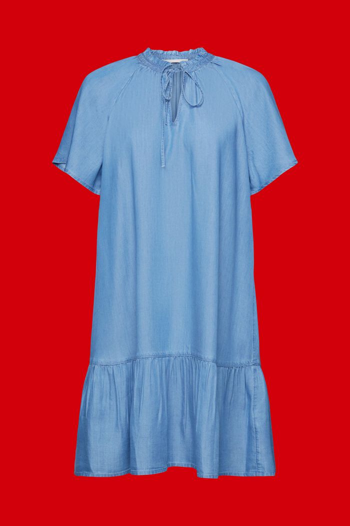 Vestido de chambray con tira fruncida, TENCEL™, BLUE MEDIUM WASHED, detail image number 6