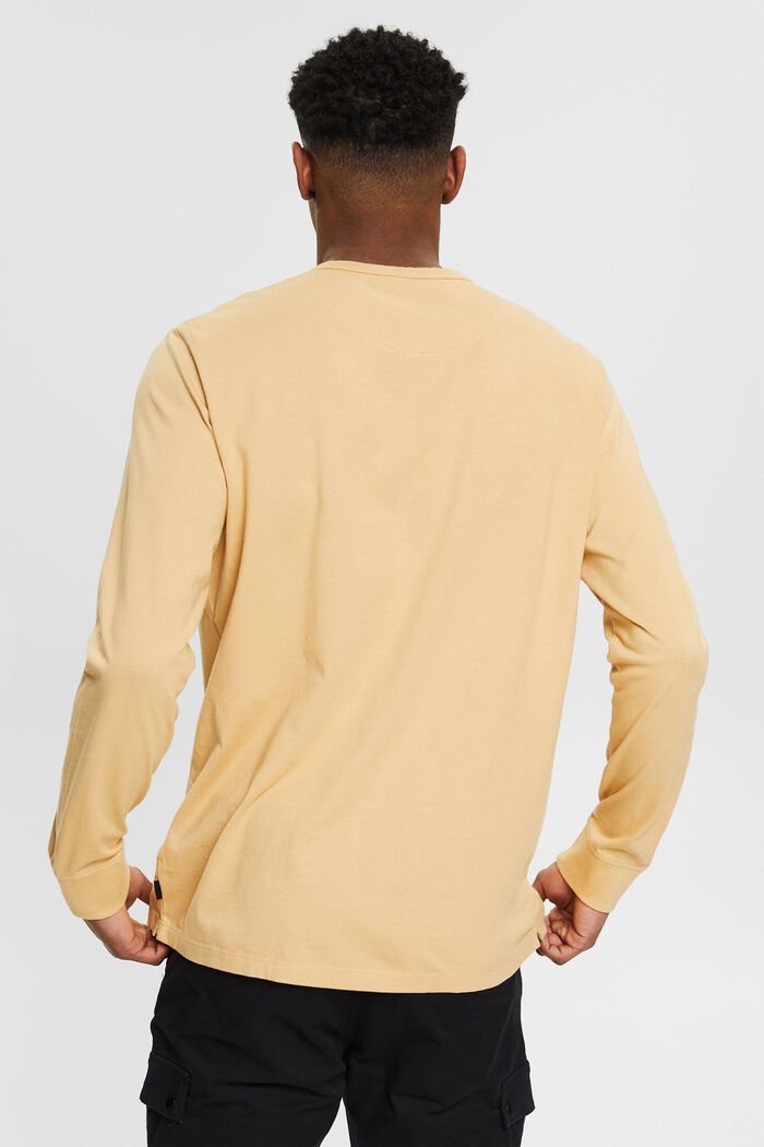 Camiseta de manga larga con botones, 100 % algodón, SAND, detail image number 2