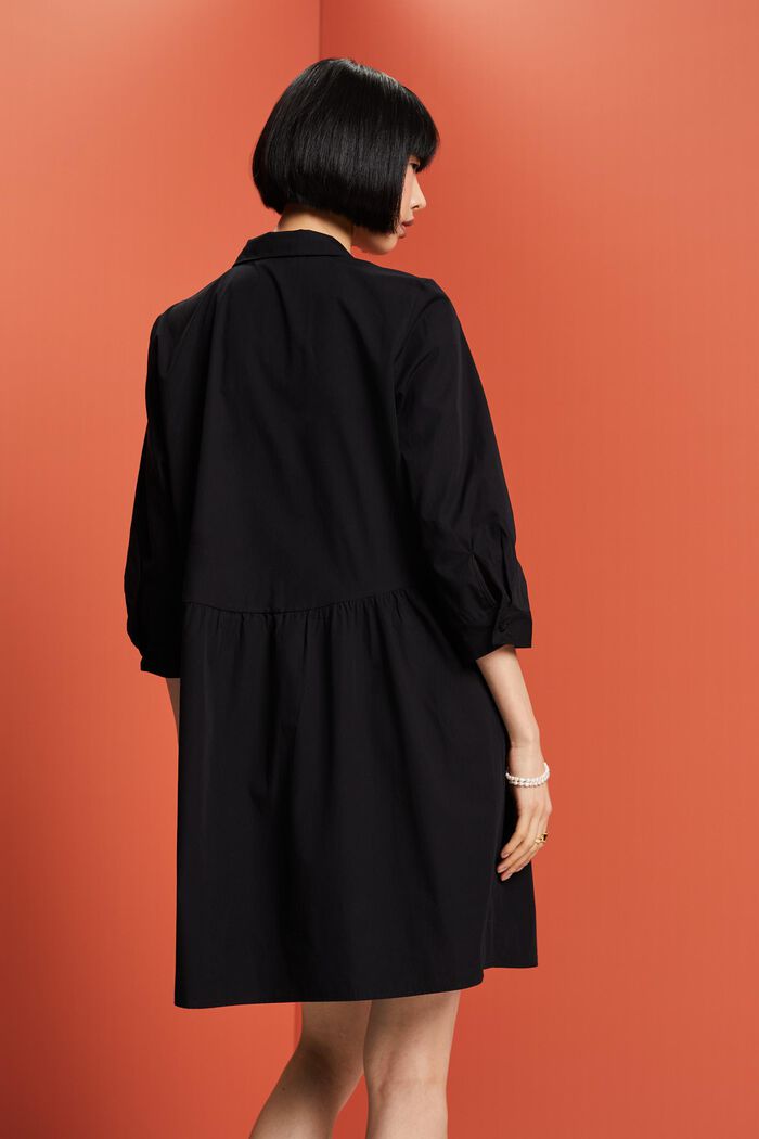 Vestido de línea en A de algodón ecológico, BLACK, detail image number 3