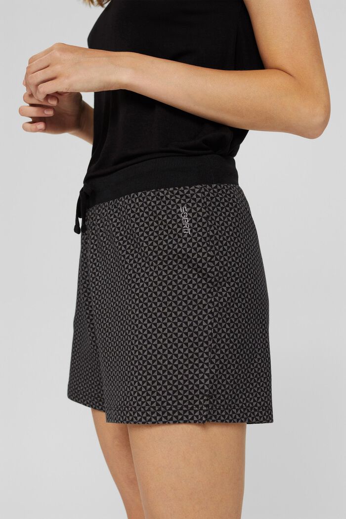 Pantalones cortos de pijama con estampado en 100 % algodón ecológico, BLACK, detail image number 2