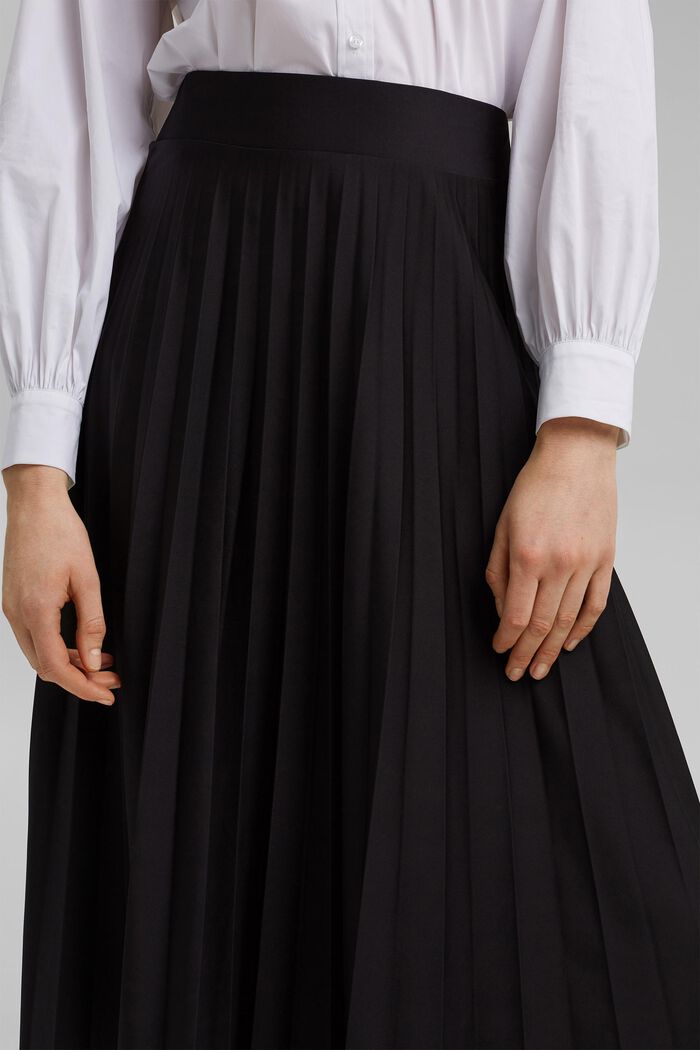 Reciclada: falda de pliegues con cintura elástica, BLACK, detail image number 2