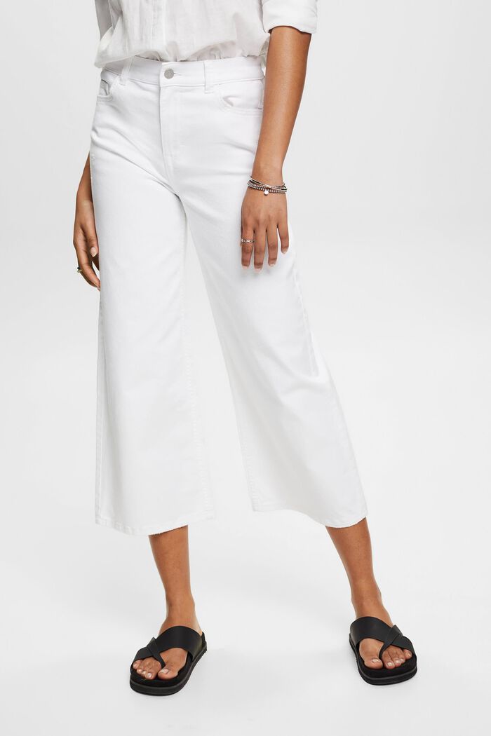Pantalón culotte de tiro alto con perneras anchas, WHITE, detail image number 0