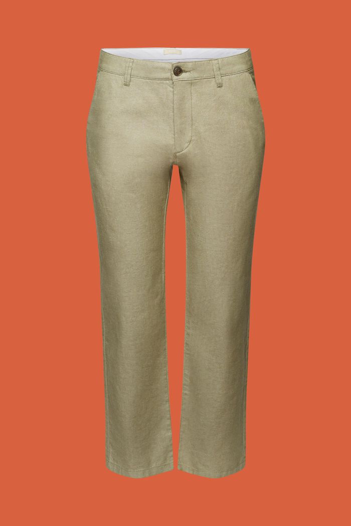 Pantalones chinos con textura, 100% algodón, OLIVE, detail image number 7