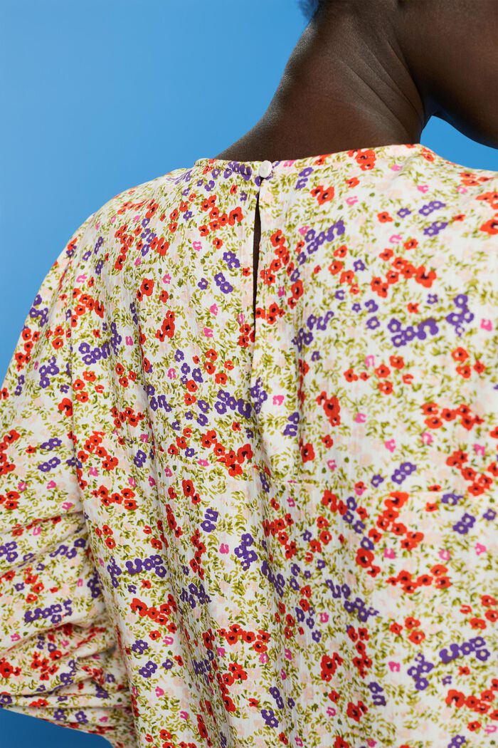 Blusa floral con mangas 3/4, OFF WHITE, detail image number 2