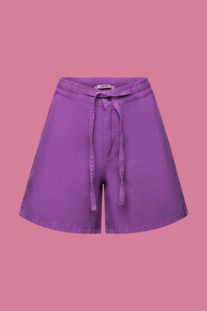 Pantalones cortos casuales con cintura elástica, PURPLE, overview