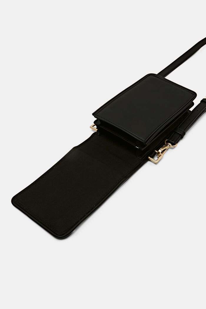 Pequeño bolso cruzado de polipiel para el móvil, BLACK, detail image number 3