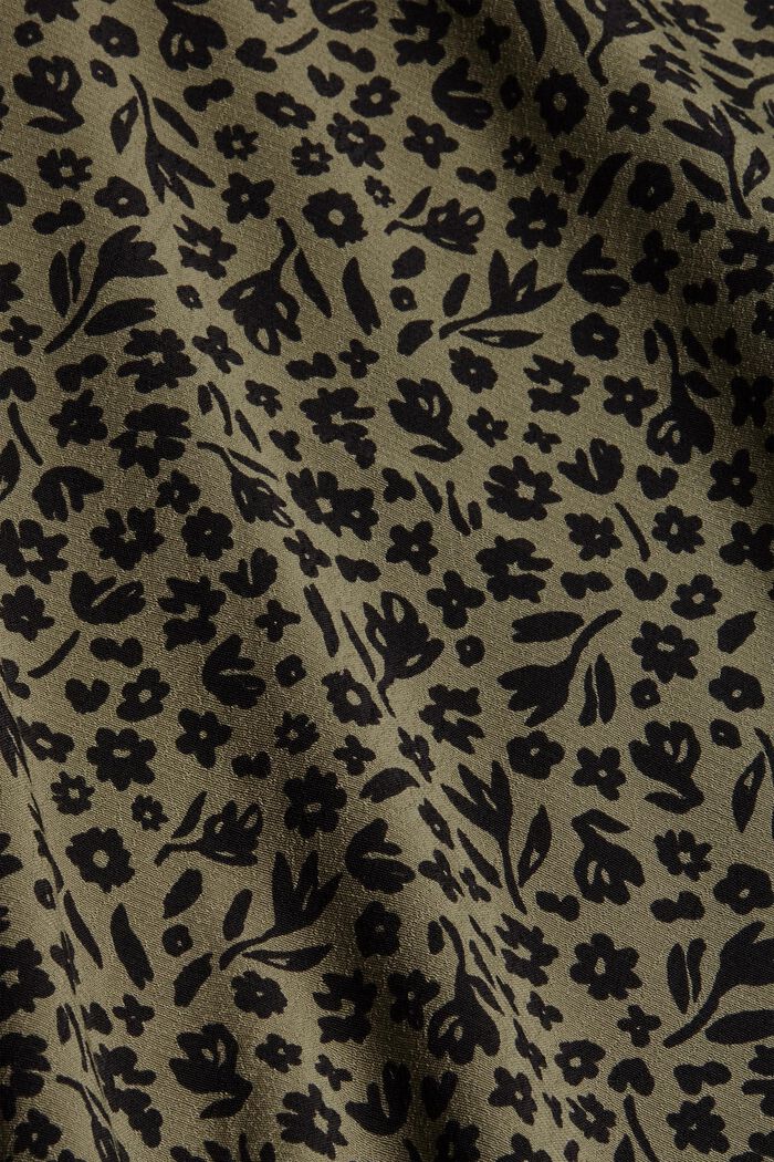 Blusa con diseño floral y detalles de volantes, LENZING™ ECOVERO™, DARK KHAKI, detail image number 4