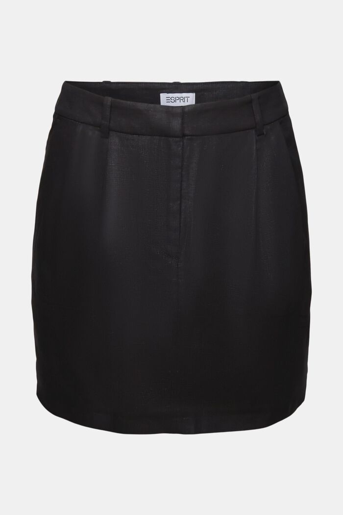 Minifalda metalizada de lino, BLACK, detail image number 6