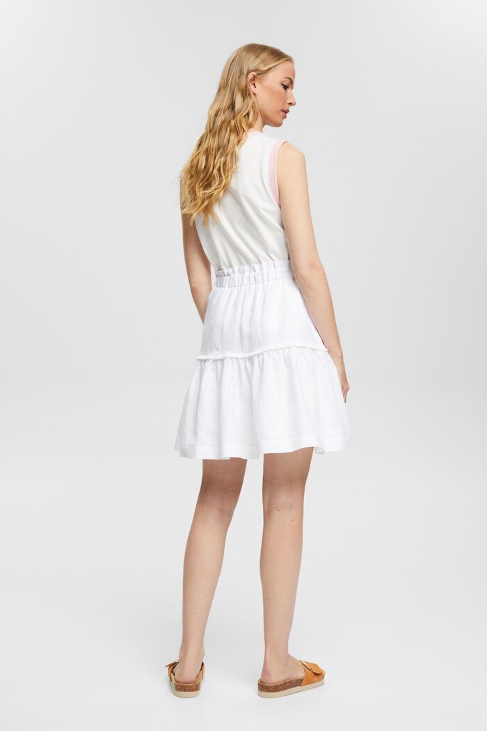 Minifalda en mezcla de lino, WHITE, detail image number 4