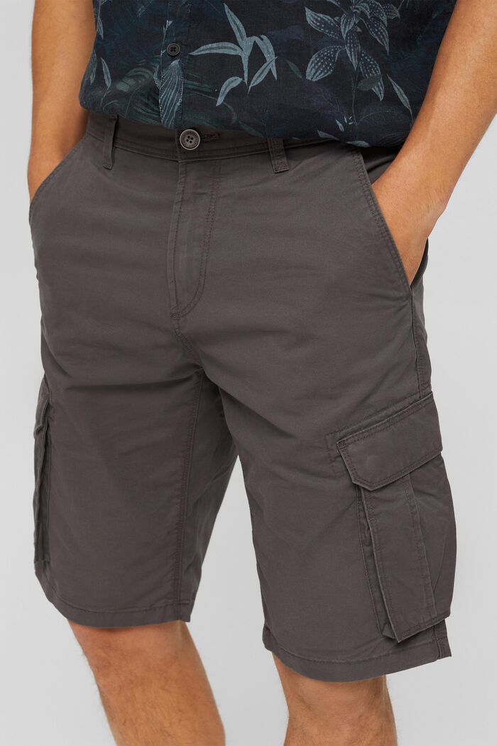 Pantalones cargo cortos en 100% algodón, DARK GREY, detail image number 2