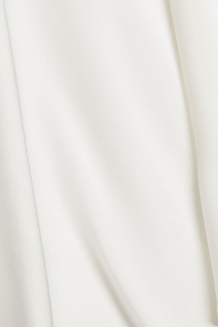 Blusa de manga corta en acabado sedoso, OFF WHITE, detail image number 4