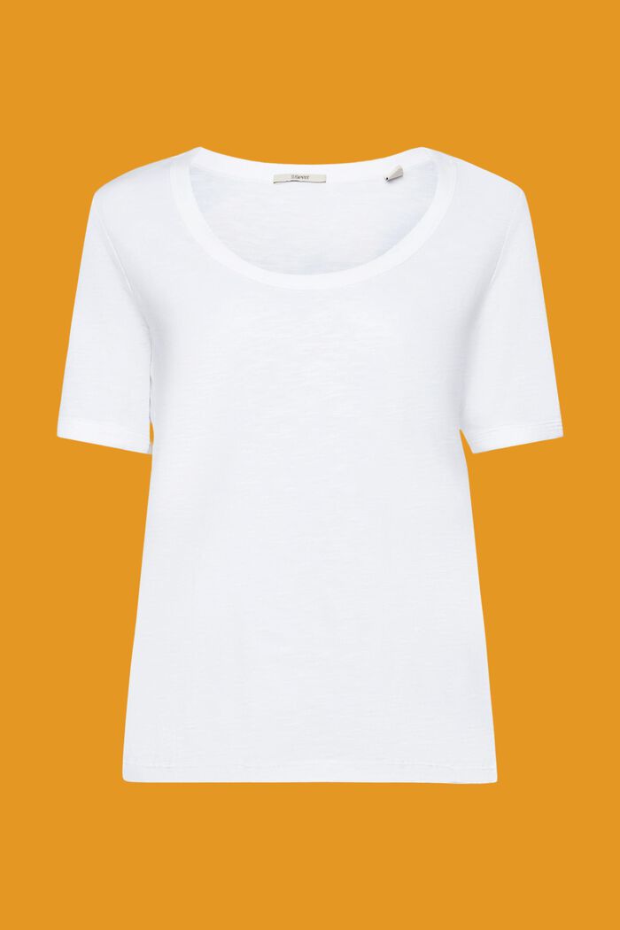 Camiseta de algodón con escote en U, WHITE, detail image number 6