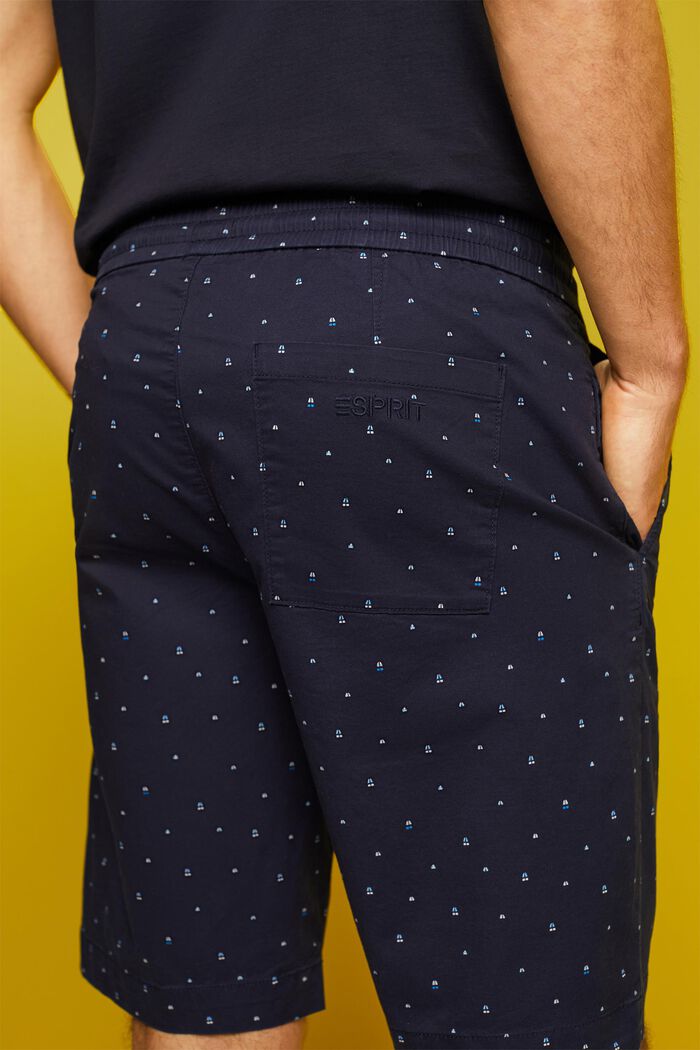 Pantalones cortos estampados sin cierre, algodón elástico, NAVY, detail image number 4