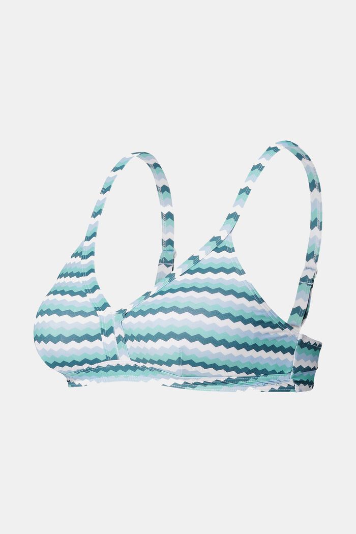 Top de bikini con relleno y estampado en zigzag, LIGHT BLUE, overview