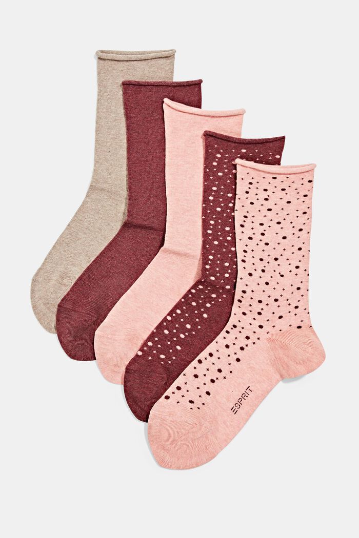 Pack de 5 pares de calcetines con puños, ROSE/RED, detail image number 0