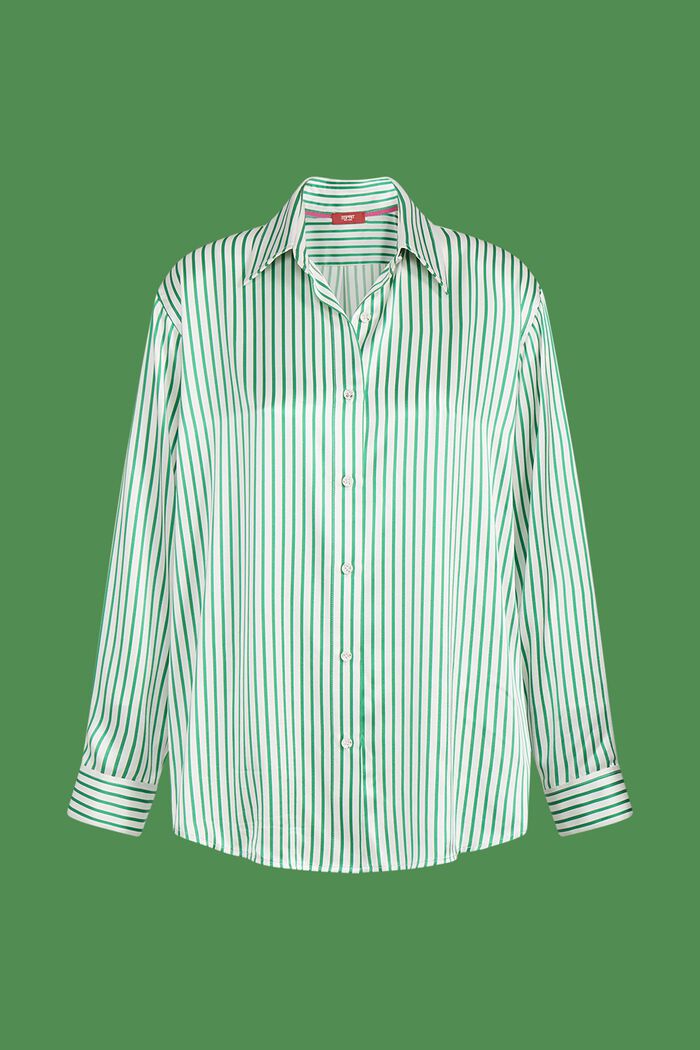 Camisa a rayas de seda charmeuse, GREEN, detail image number 5