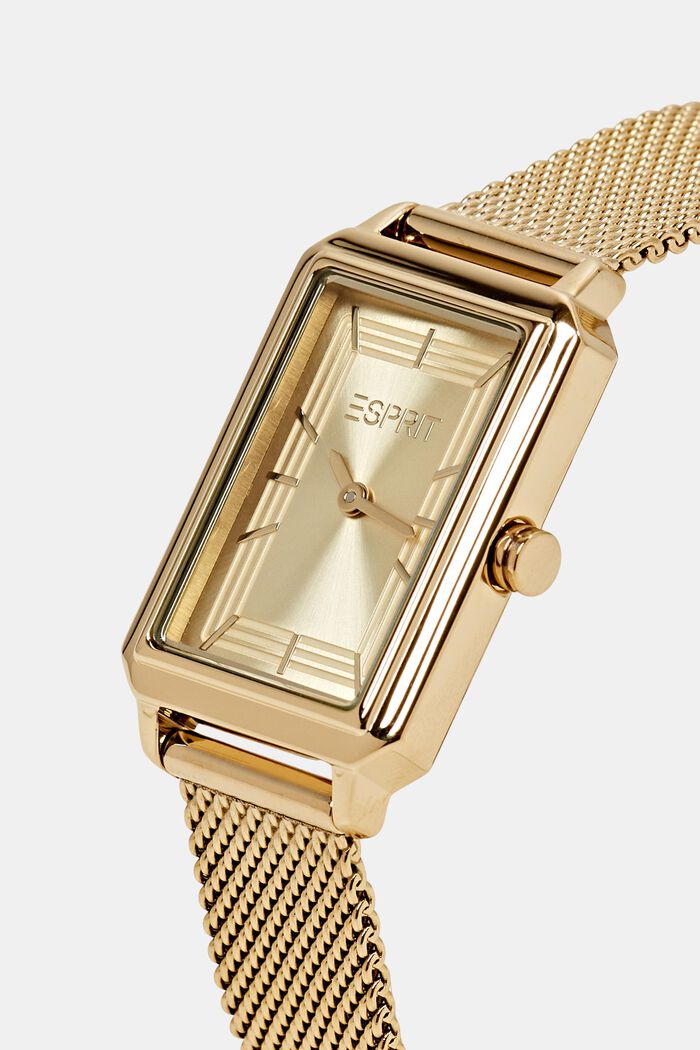 Reloj con forma cuadrada y pulsera milanesa, GOLD, detail image number 1