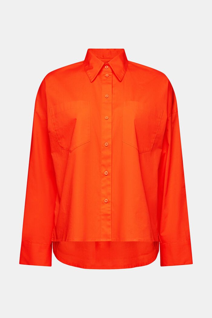 Camiseta de cuello abotonado, popelina de algodón, BRIGHT ORANGE, detail image number 5