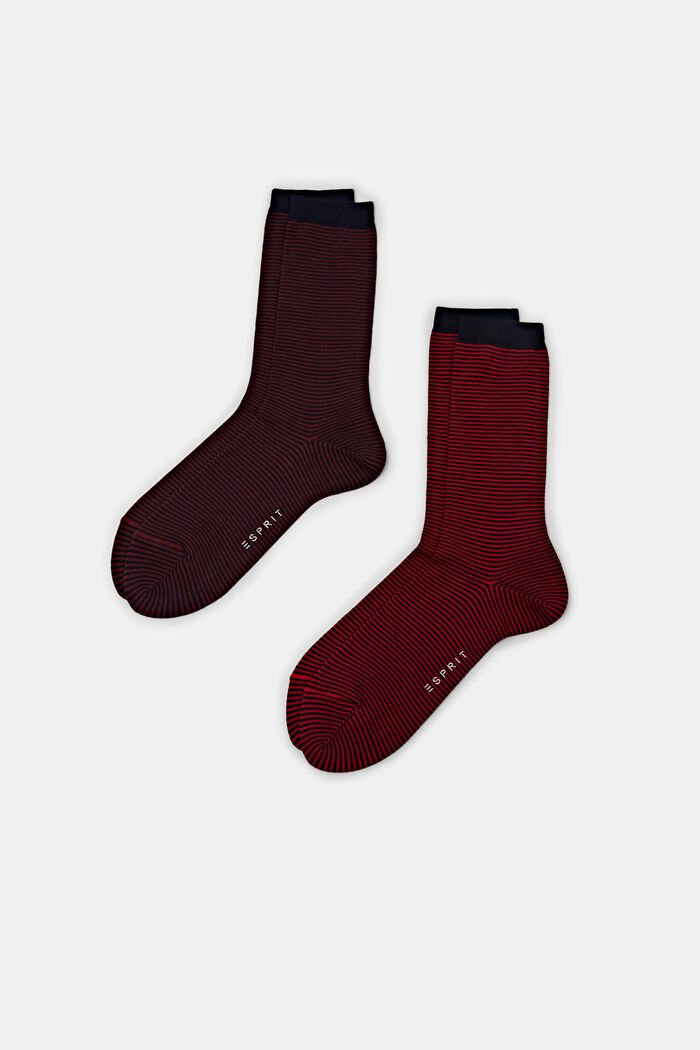 Pack de 2 calcetines de punto grueso a rayas, DARK RED / RED, detail image number 0