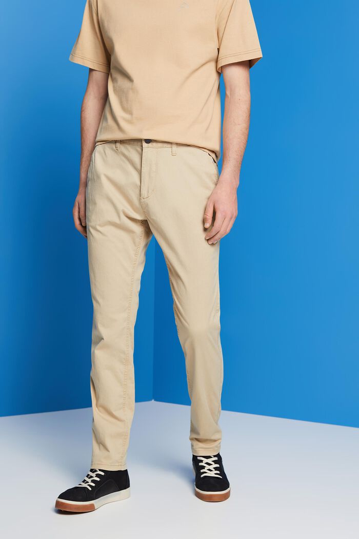 Pantalón chino elástico de algodón, SAND, detail image number 0