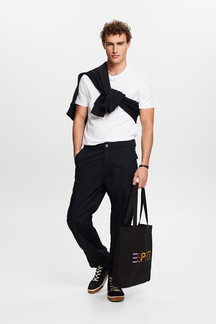 Pantalón cargo de sarga con corte Straight, BLACK, detail image number 1